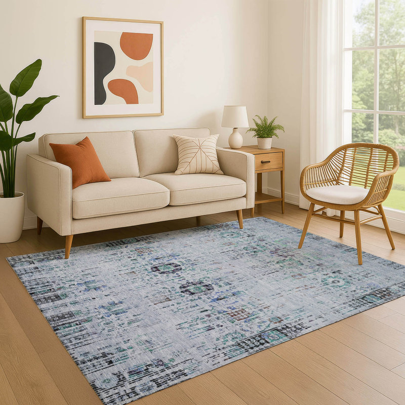 Premium Machine Washable Lubbers AMF1734 Border Rug, Rectangle 5' x 7'6"
