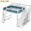 Lit mezzanine avec tablettes de rangement et garde-robe, fabrication en bois massif, glissière amovible, échelles, aucun sommier nécessaire-2005987729-2005987724