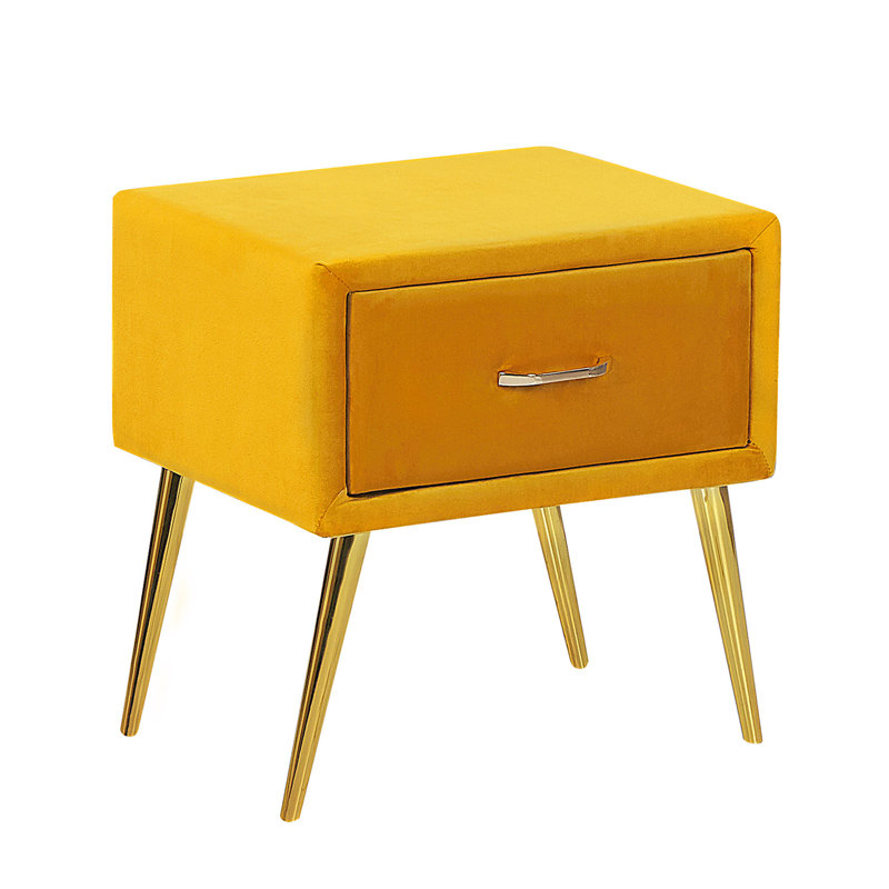 Glaser 46cm W Iron Bedside Table, Yellow