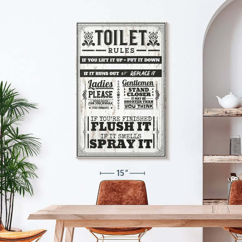 Proper Bathroom Rules Canvas Print, 45" H x 30" W x 1.25" D