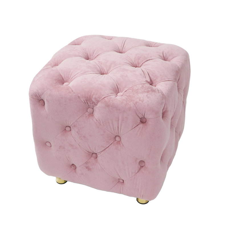 Hielke Velvet Ottoman, Pink Velvet