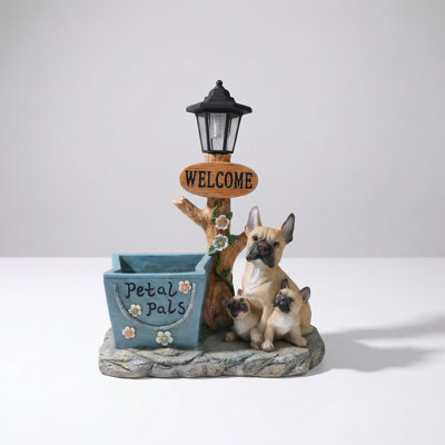 Cute Animal Family Garden Planter Statue with Built-In Plant Holder for Succulents Herbs Small Flowers, Whimsical Outdoor Decor Accent for Garden Paths Patio Entryways Lawns Flower Beds