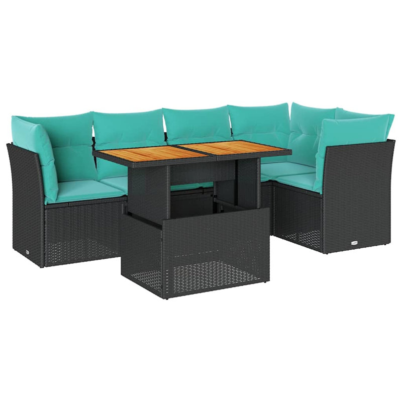  Ensemble de canapé de patio 6 pièces avec coussins en rotin de polyester