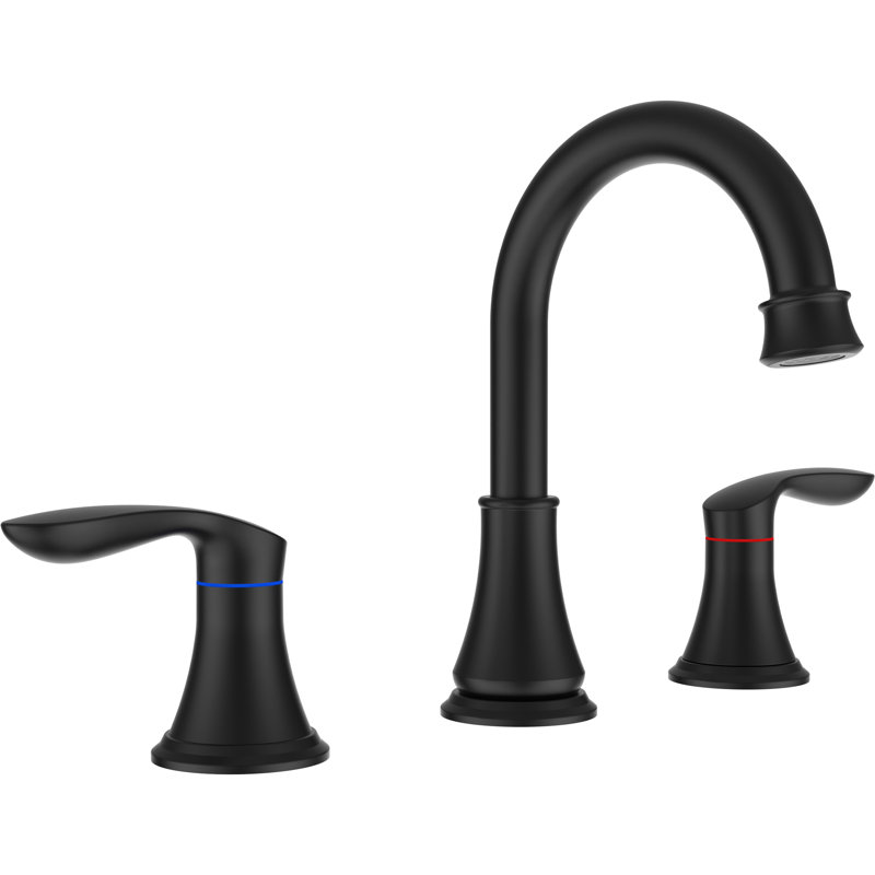 2-handle Bathroom Faucet with Drain Assembly, Black