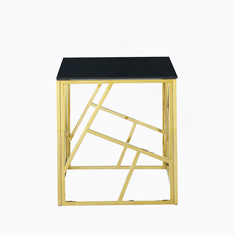 31.4 Inch Modern Two-Tier Square Coffee Table - An Elegant Combination of Clear Glass and Marble Pattern Sticker.It can be used as a coffee table,a side table or a display stand.