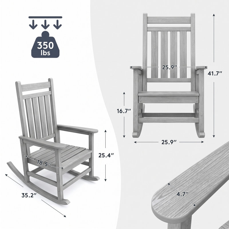 Chaise Adirondack berçante en PEHD Wolak, Gris espace