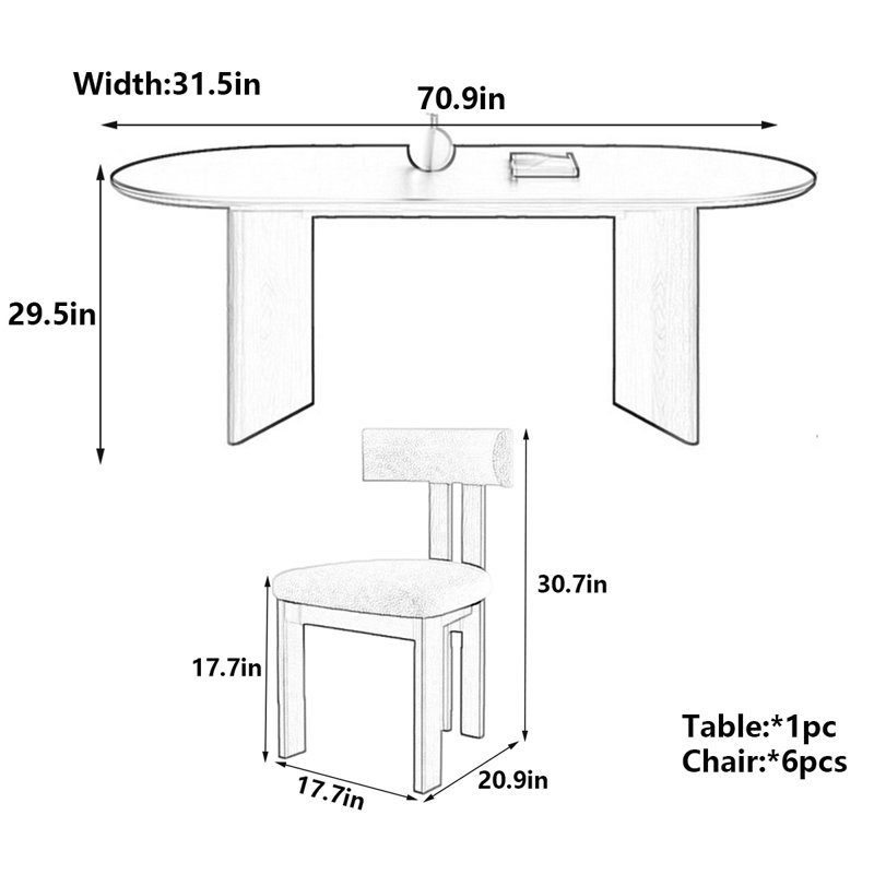 Table de salle à manger Retro, H 29,5 po x L 70,9 po x l 31,5 po