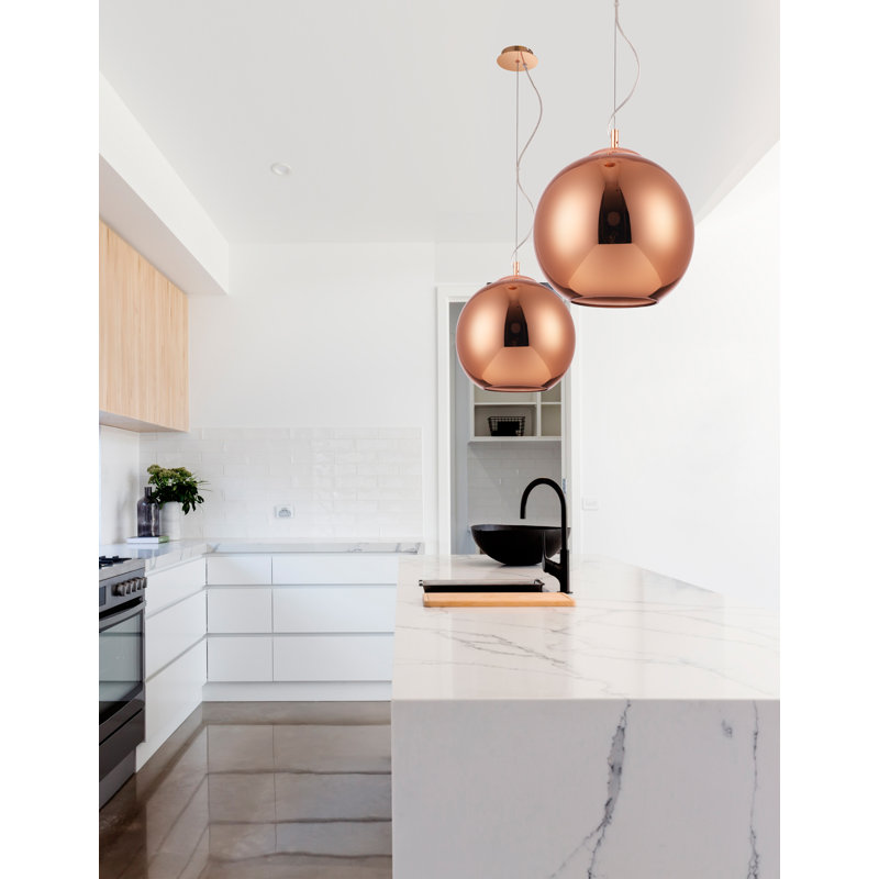 Stalybridge 1 - Light Copper Sphere Pendant, 120cm H x 40cm W x 40cm D