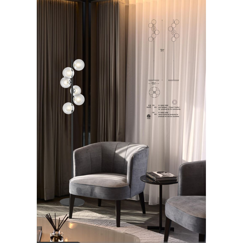 Keansburg 160cm Traditional Floor Lamp, Chrome