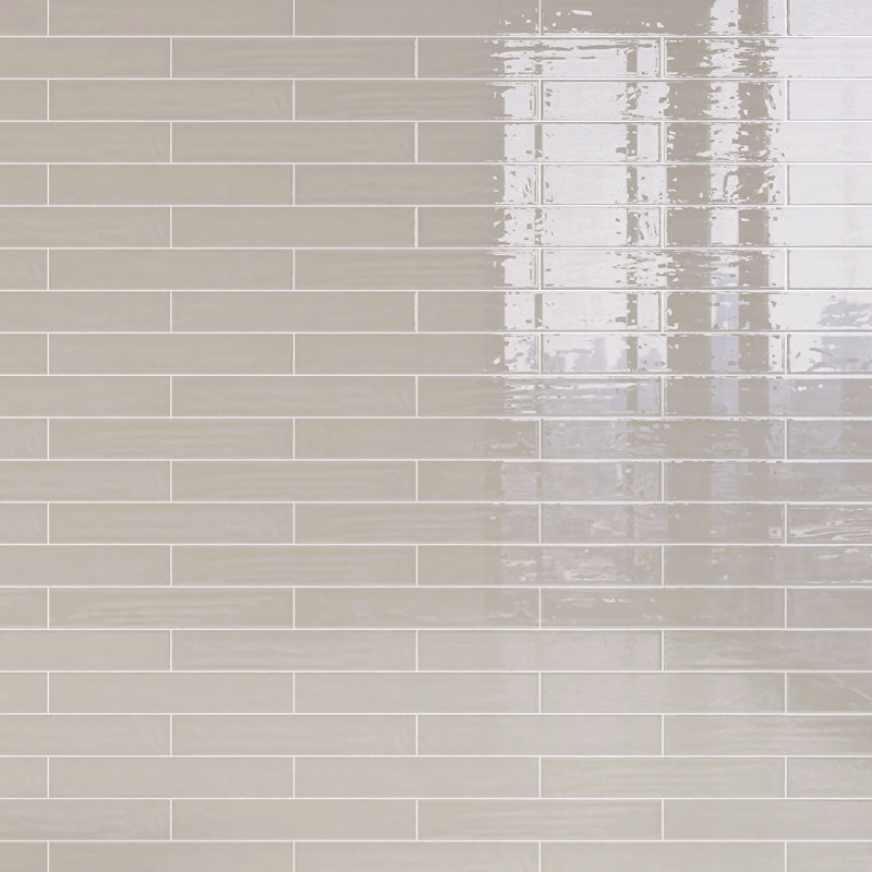 Supreme Tile Nova 1.97 in. X 11.81 in. Polished Ceramic Subway Wall Tile, Khaki Gray