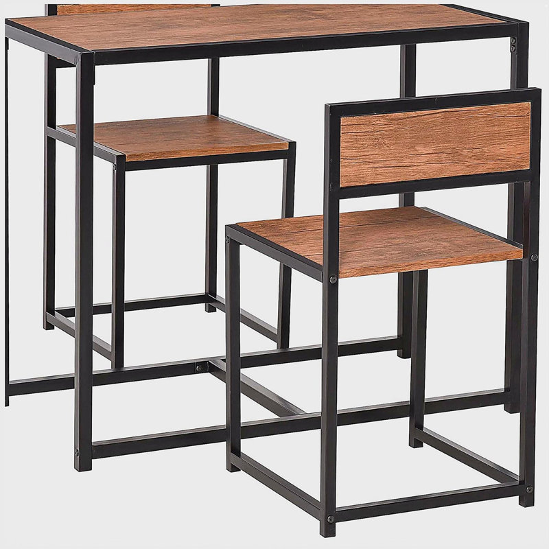 Ensemble de table de salle à manger industriel 3 pièces pour 2 personnes, table de cuisine et chaises, ensembles de salle à manger pour petits espaces HOMcom