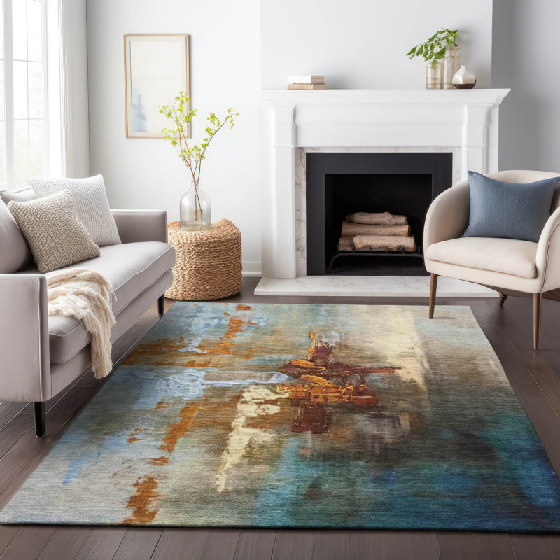 Machine Washable Indoor/Outdoor Cadence ACN2157 Abstract Rug, Rectangle 2 pi 6 po x 3 pi 10 po