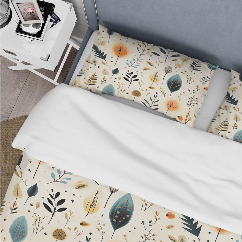 Literie Antique Beige Vintage Minimalism Boho Pattern I, Housse de couette pour grand lit et 2 taies décor