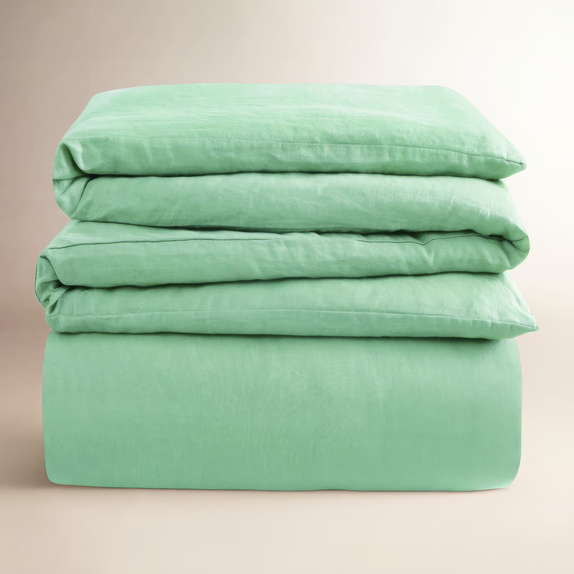 Frazier Modern & Contemporary 100% Linen Duvet Cover, King Duvet Cover + 2 King Shams, Sage
