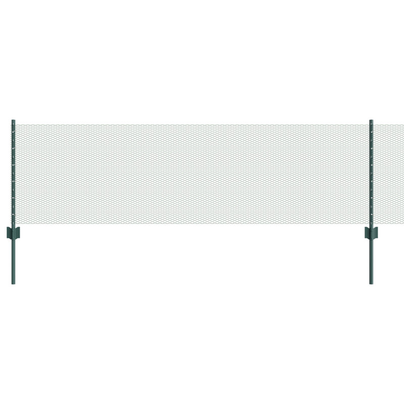 Fence Posts 11 Pcs U-Channel, Green, 60cm H x 5000cm W