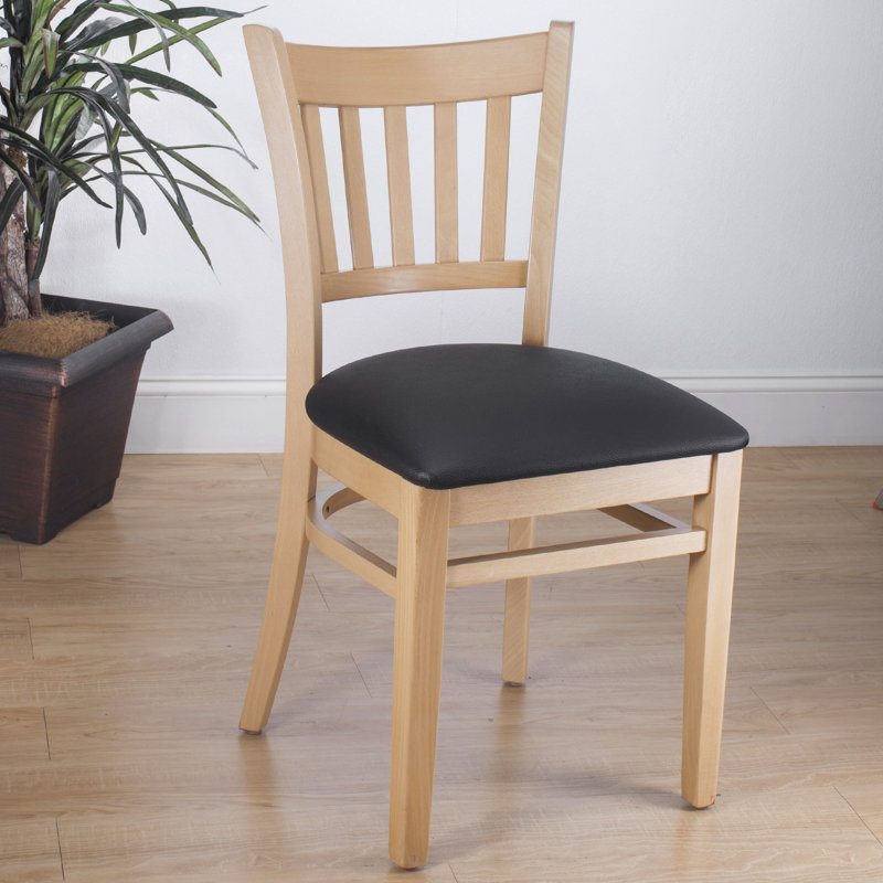 Chaise d’appoint à dossier à lattes en bois massif Litteral, Naturel