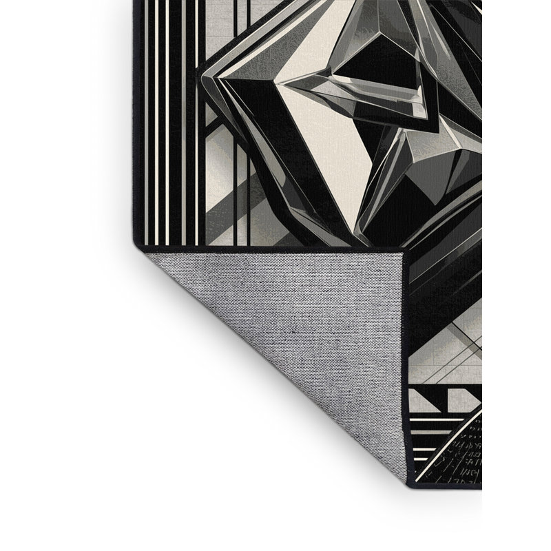 Tapis art déco lavable à la machine gris Benson, 2 x 5