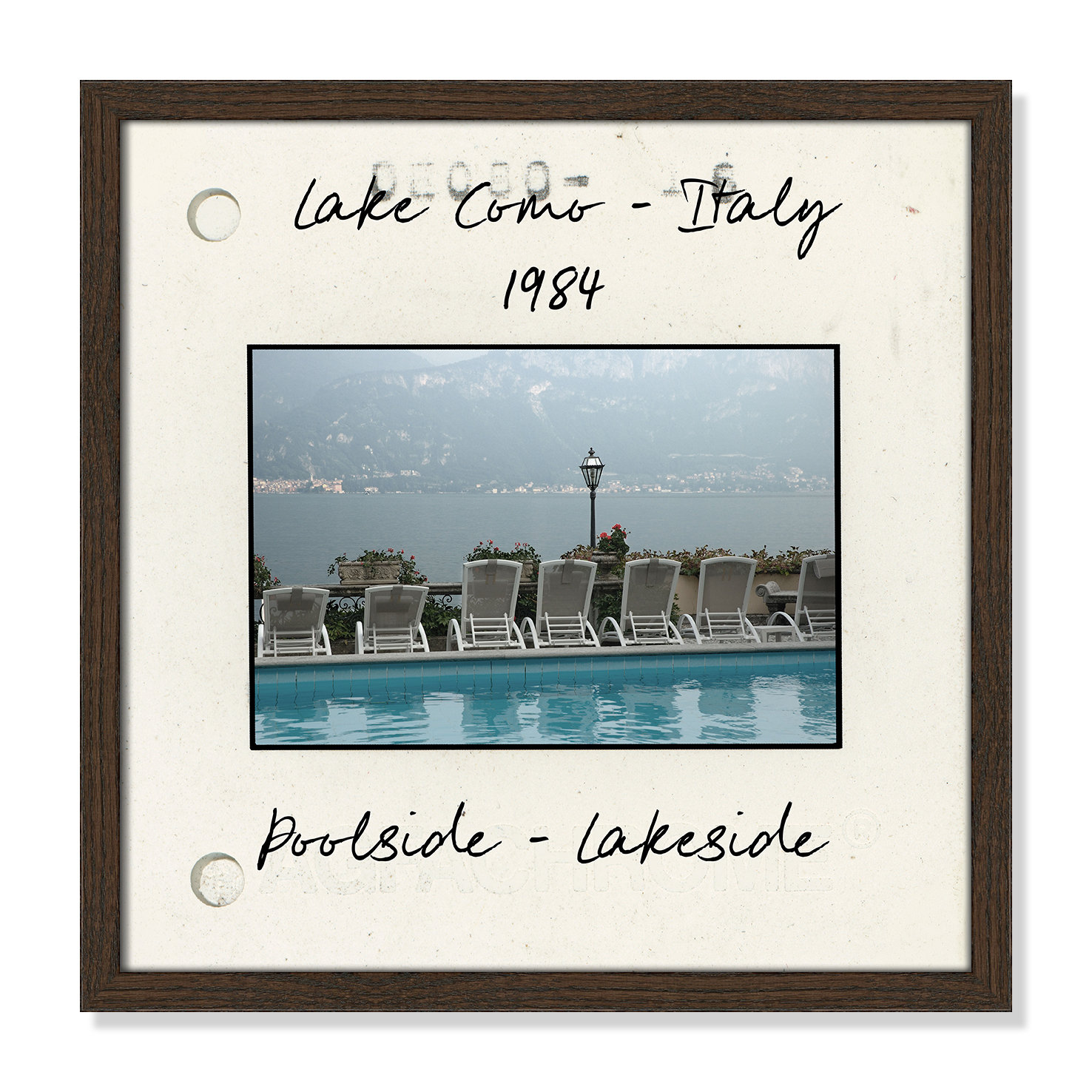 Travel Slide Collection "Lake Como, Italy" Print, Walnut Single Picture Framed Paper, 17" H x 17" W x 0.75" D