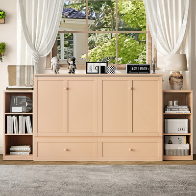 Grand lit escamotable avec rangement intégré, conception convertible pour une économie d'espace et une vie moderne.