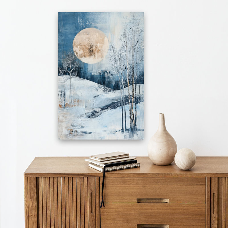 «Dreamy Winter Landscape Abstract Contemporary Modern Landscape Nature», art mural, 18" H x 12" W
