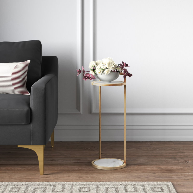 Surrey Marble Tray Top End Table, Gold