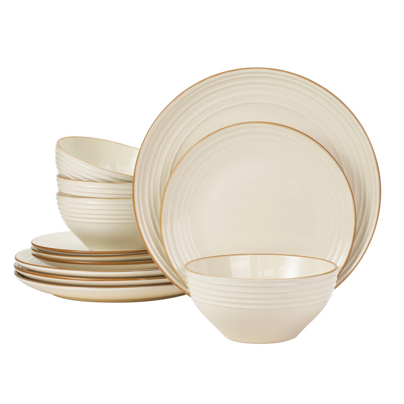 Piece Stoneware Dinnerware Set - Service for 4, Vanilla White