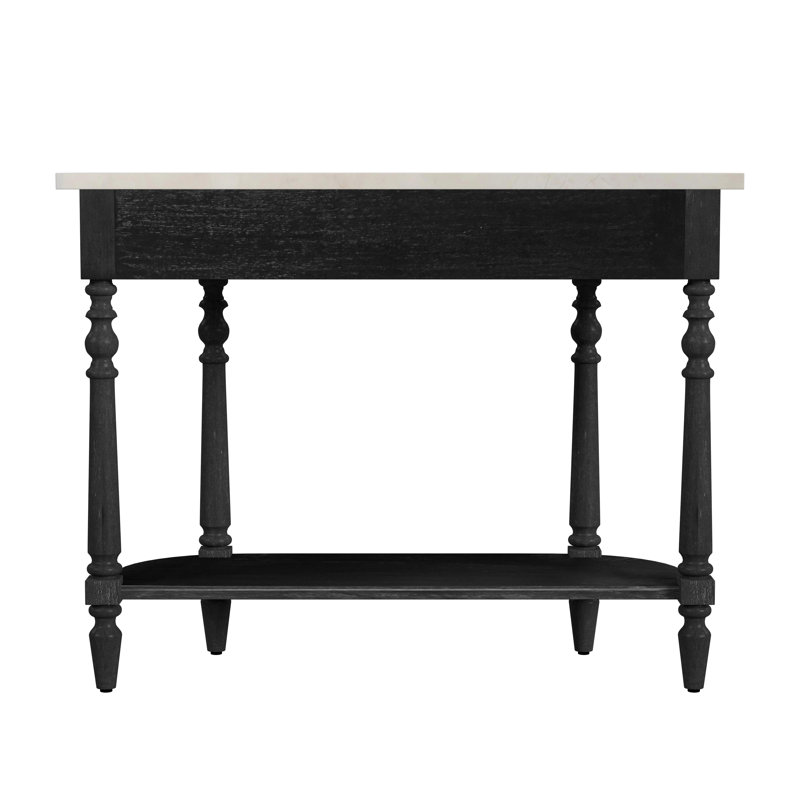 Danielle Marble 40" one- drawer Console Table, Black