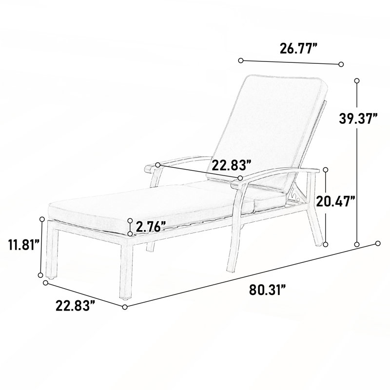 Aluminium Cast Lounge Chair with Durable Construction, Adjustable Backrest, and Smooth Rolling Wheels for Ultimate Comfort