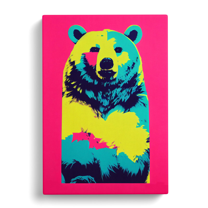 Neon Bear Abstract - Wrapped Canvas, 50cm H x 35cm W x 3cm D