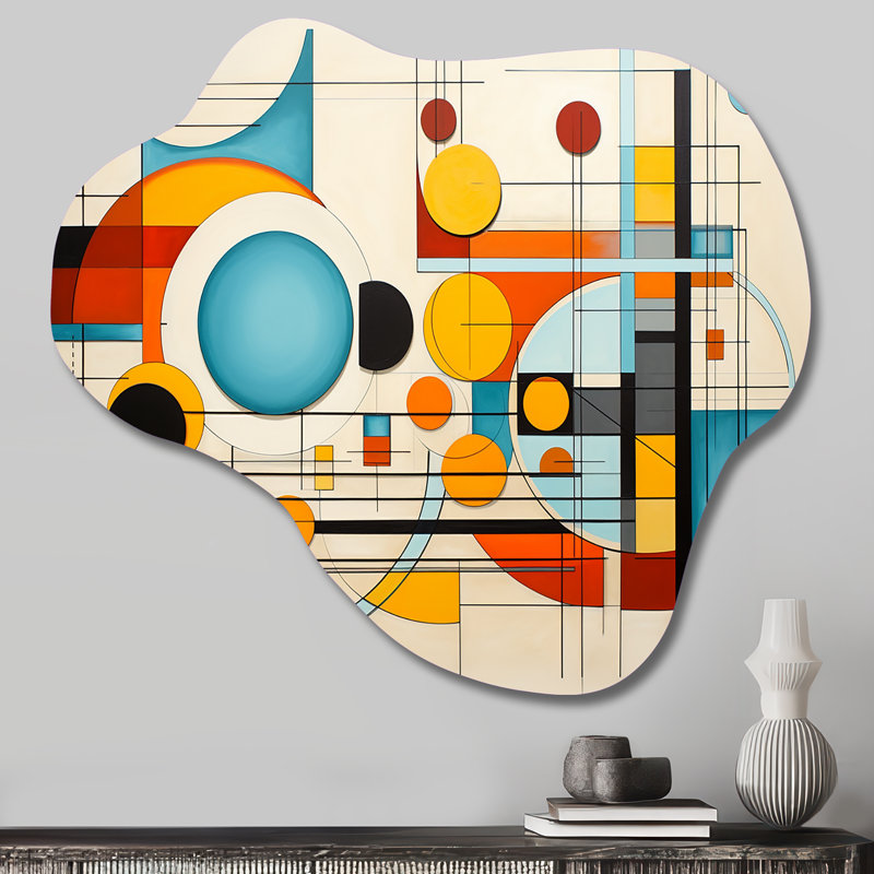 Décorations géométriques irrégulières en forme de nuage de style Mid-Century abstrait orange et bleu