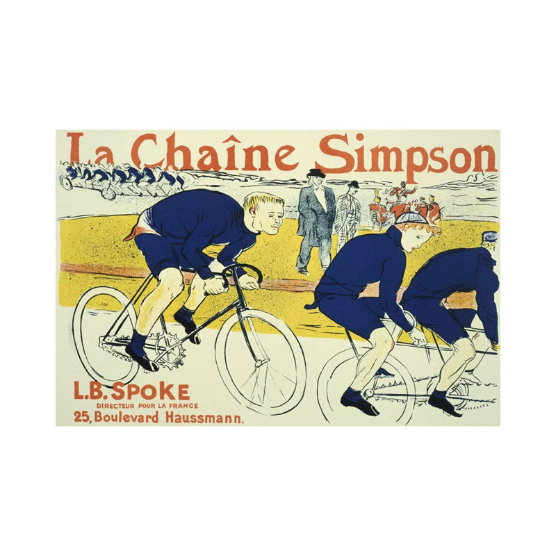 Simpson La Chain Bicycle Advertising Vintage Poster by Henri De Toulouse-Lautrec - Wrapped Canvas Print