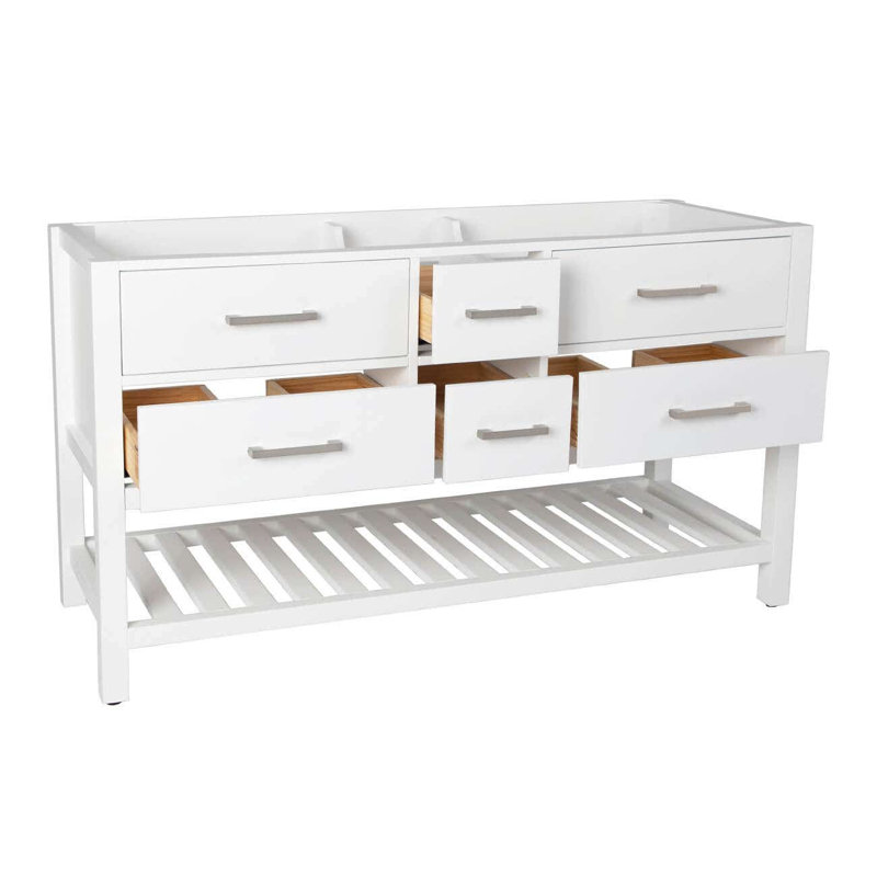 Meadowbrook 60'' Double Bathroom Vanity with Quartz Top, White