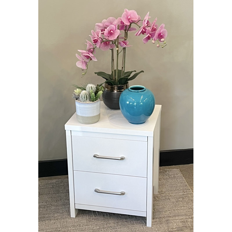 Table de chevet 2 tiroirs Selena Slide Logic, Blanc