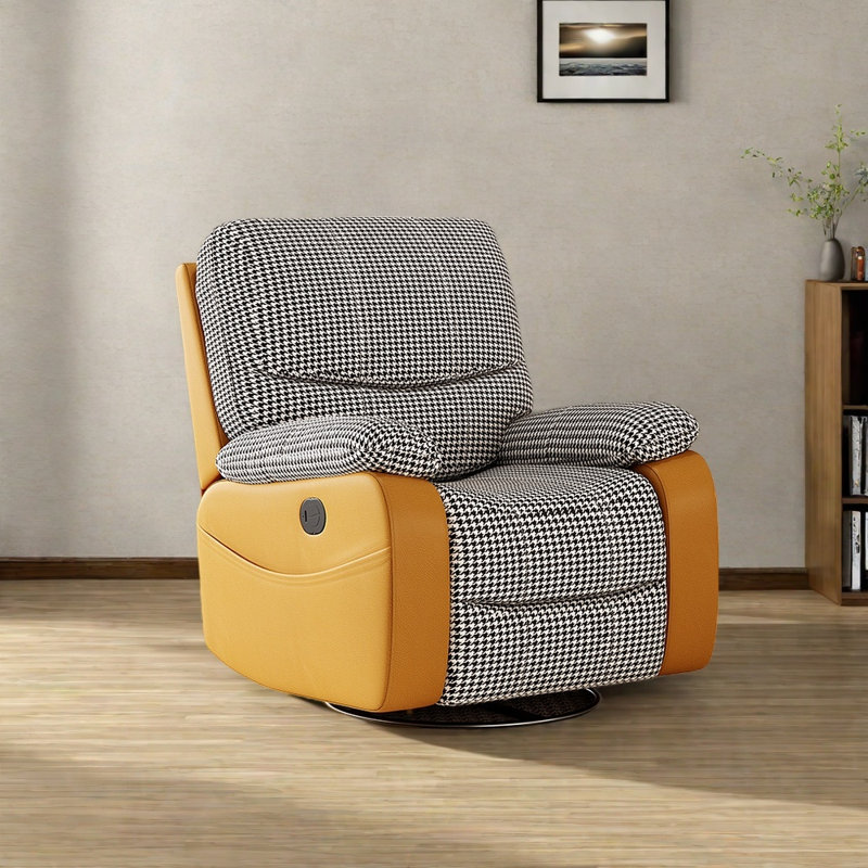 Solid wood comfortable lounge chair, Black/White
