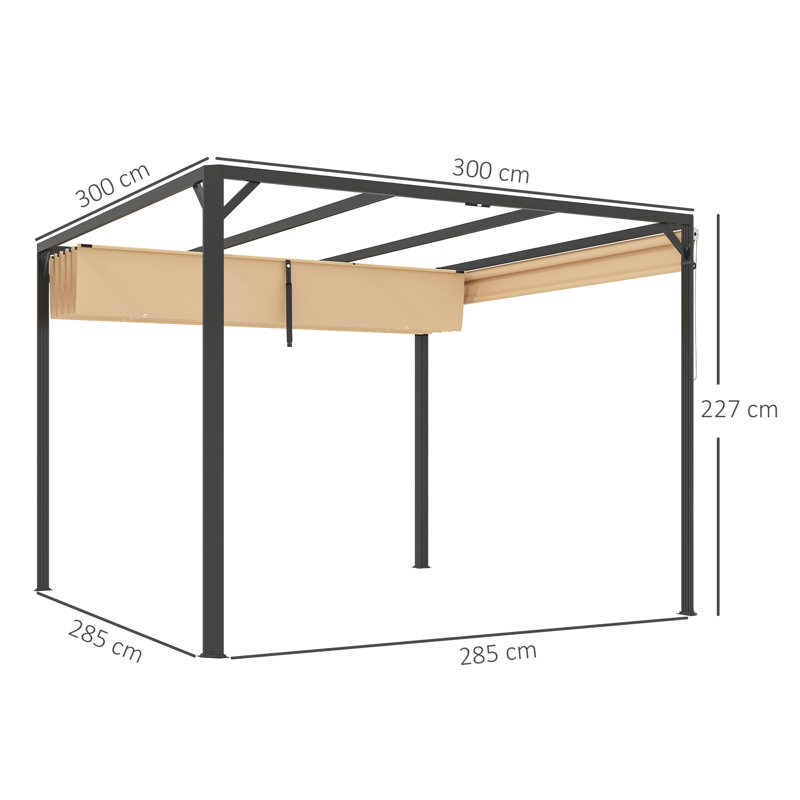 2.27m x 3m x 3m Aluminum Pergola, Natural