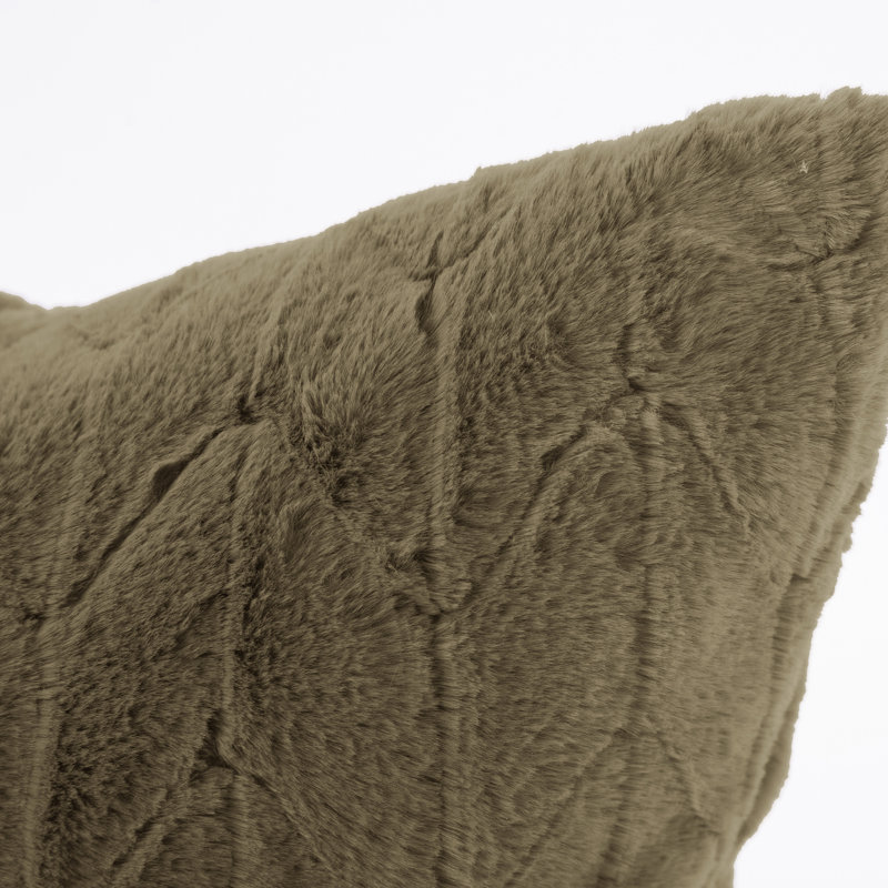 Faux Fur Throw Pillow, 24" H x 24" W, Moss
