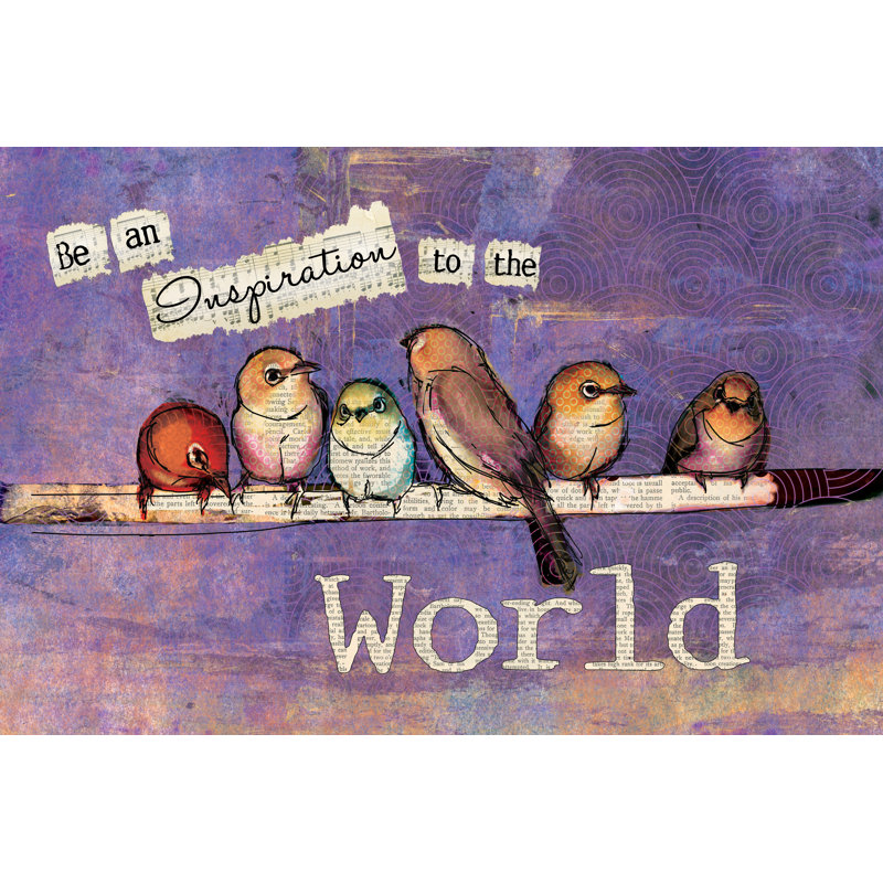 Inspiration Birdies On Wire - Wrapped Canvas Print, 30cm H x 46cm W x 3.8cm D