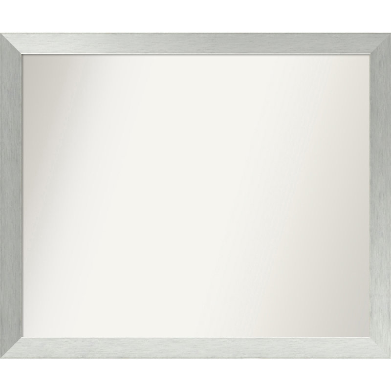Miroir de salle de bain mural en argent brossé sans cadre, Rectangle, 35 po x 42 po