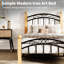 Base de lit plateforme avec tête de lit, lattes en bois, aucun sommier requis, espace de rangement silencieux pour dormir et sous le lit-1755191608