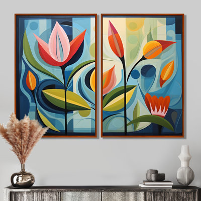 «Green Mid Century Mod Nature II» - Décoration murale verte