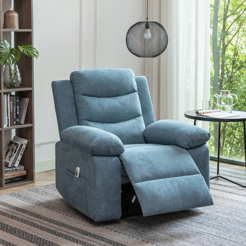 Fauteuil inclinable Jaelan, Velours bleu