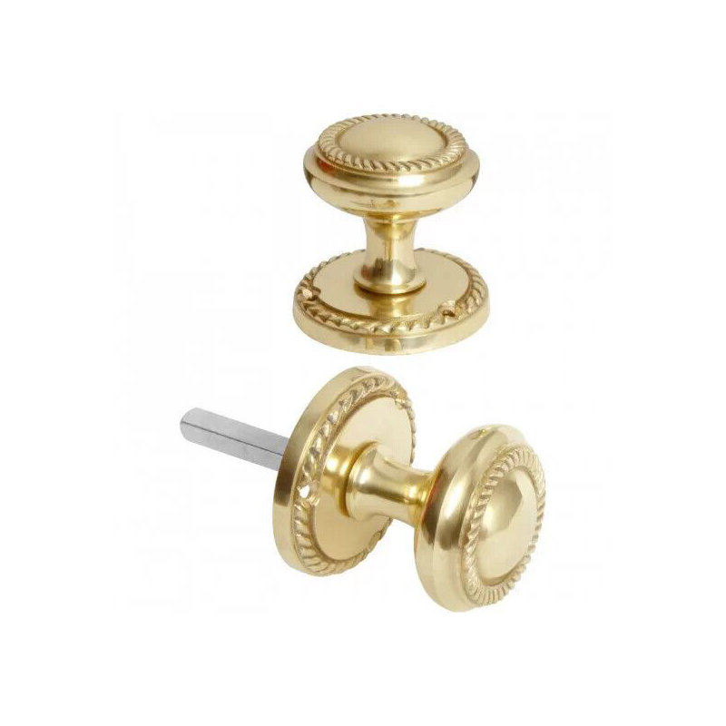  8 Pairs Georgian Design Mortice Door Knobs in Polished Brass - 58mm