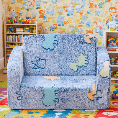Kids Play Couch, Glow-In-The-Dark Convertible Sofa Floor Cushion, Fold Out 2 In 1 Toddler Couch For Girls And Boys Ages 3+,  Kids Sofa Bed For Playrooms & Bedrooms