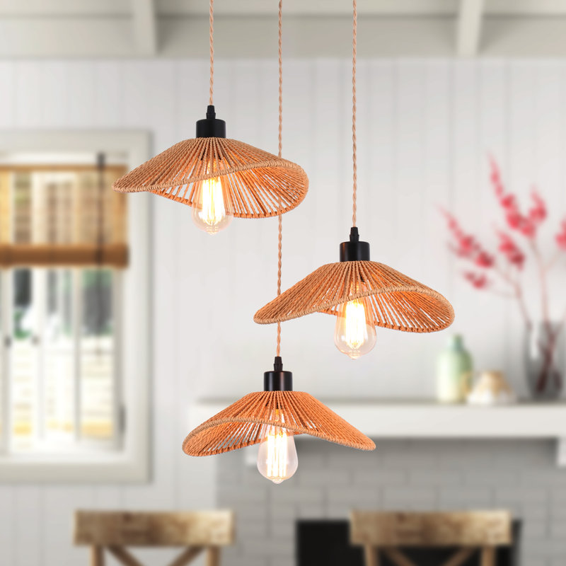 Luminaire suspendu en rotin 3 lumières Nia