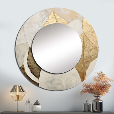 Sevren or minimalisme feuilles Collage III - miroir mural feuilles