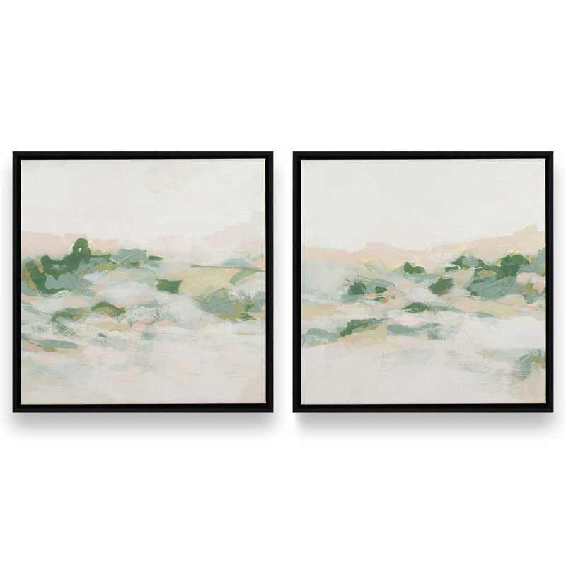 Ensemble de 2 pastel sauvage, H 17 po x l 34 po, Cadre flottant noir satiné
