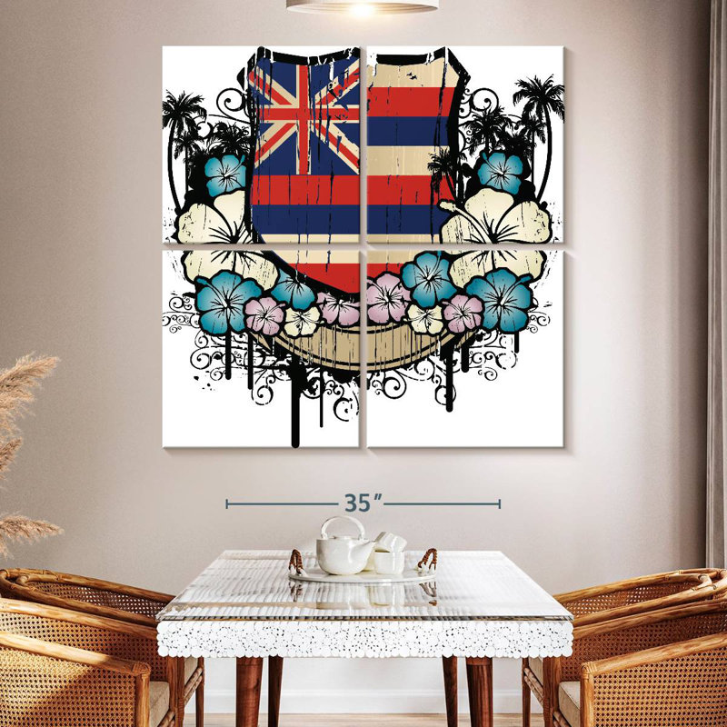 Drapeau floral Borges Hawaii, H 50 po x l 50 po