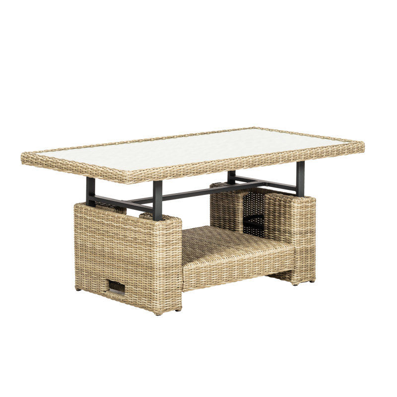 WENTWORTH Deluxe Modular Corner Dining / Lounging Set (2 x LH & RH sofa, 1 x Corner Seat, 1 x Middle Chair, 1 x 150cm x 80cm Height Adjustable Table (68cm Dining / 50cm Coffee) & 2 Stools including Cushions