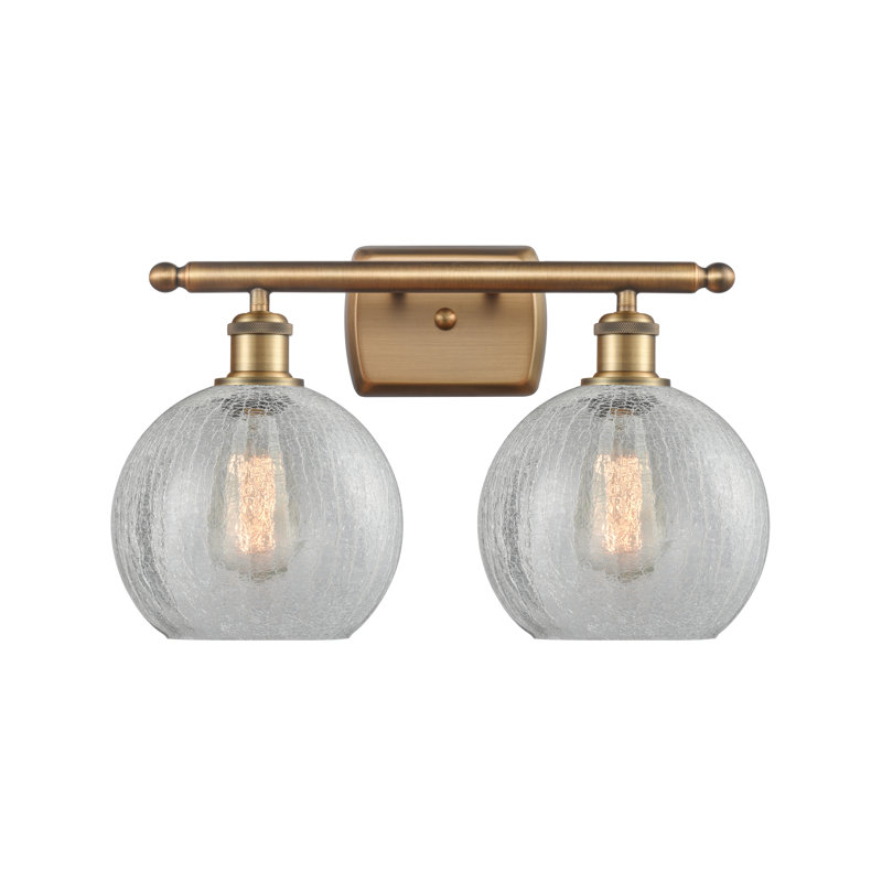 Baptista 2 - Light Dimmable Vanity Light, 6 Watt Vinage LED Bulb, Clear Crackle, Brushed Brass