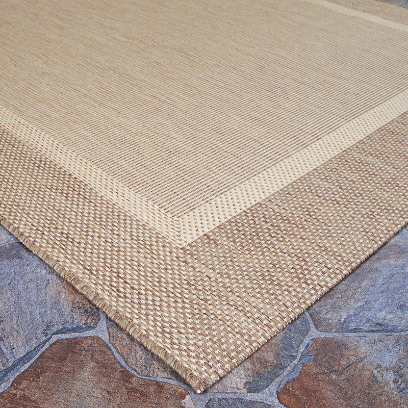 Tapis brun clair intérieur / extérieur Fierce Banda, Rond 7 pi 6 po